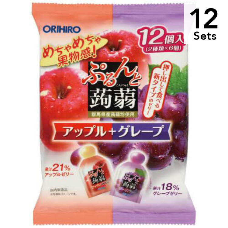 ORIHIRO ORIHIRO蒟蒻果凍 【12入組】ORIHIRO 擠壓式低卡蒟蒻果凍 蘋果+葡萄口味 12入