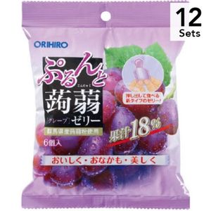 【12入組】ORIHIRO 擠壓式低卡蒟蒻果凍  葡萄口味 6入