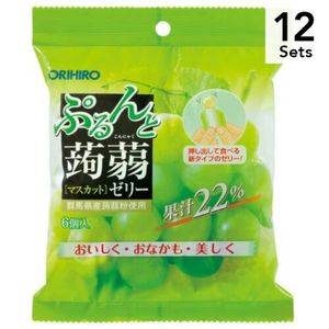【12个装】ORIHIRO 挤压式低卡蒟蒻果冻 白葡萄口味 6入