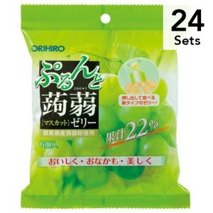 【24个装】ORIHIRO 挤压式低卡蒟蒻果冻 白葡萄口味 6入