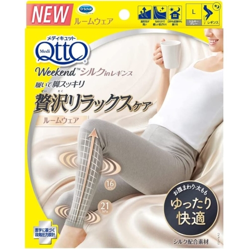 Reckitt Benckiser Japan MediQtto 綁腿中的醫療週末絲滑絲質灰色L