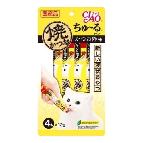 いなば ＣＩＡＯ（チャオ） 焼かつお ちゅ～る（ちゅーる）タイプ 猫用 かつお節味 12g (×4本)