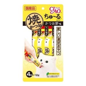 Inaba CIAO (Chao) Yaki Katsuo Chu (Churu) Type Cat Kobatsu -punch 12g (× 4)