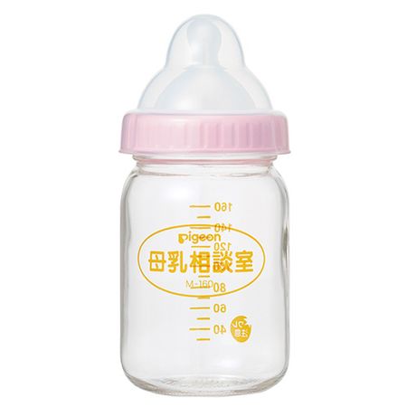 피죤 오케타니식 직접 수유 훈련용 모유 상담실 젖병 160ml 0개월~ 내열 유리제 SS사이즈(원형 구멍) 젖꼭지 포함