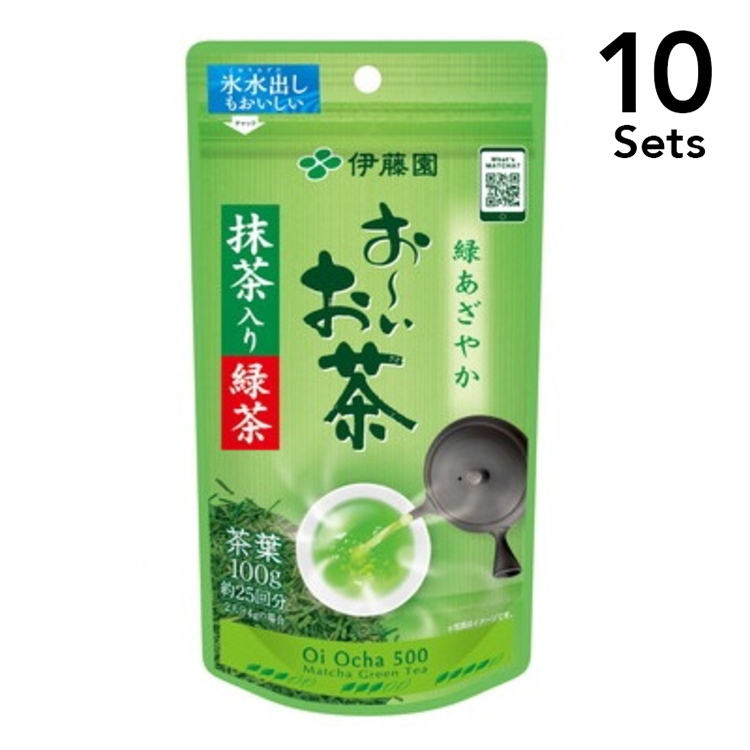 伊藤園 Oi Ocha/伊藤園茶系列 【10入組】綠茶（茶葉）&茶抹茶100克g