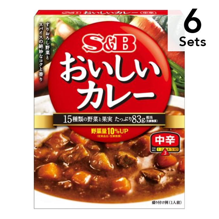 【6入組】S＆B美味的咖喱中辣180克