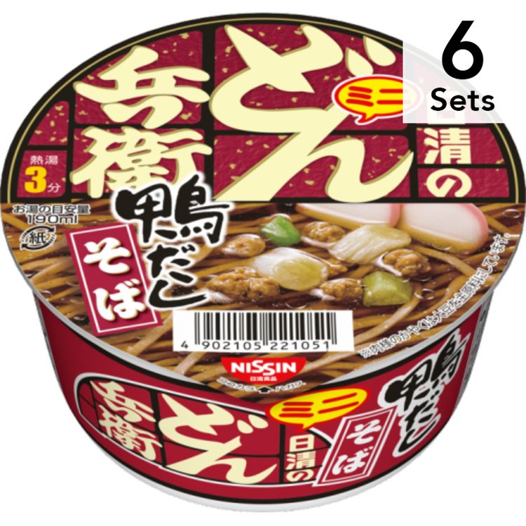 【6개 세트】 닛신 돈베이 오리 육수 소바 미니 46g