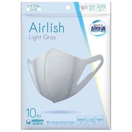 Unicharm Super Comfortable Airlish Light Gray Regular 10 pieces