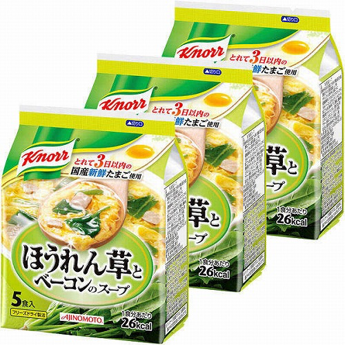 AJINOMOTO 味之素Knorr 【3入組】 味之素Knorr 菠菜培根即溶湯 5食入