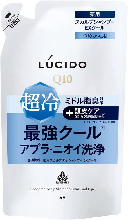 Mandom LUCIDO Medicated Scalp Deo Shampoo EX Cool Type [Men's Shampoo Scalp Care] Refill 380ml