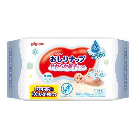 Pigeon 貝親 嬰兒柔厚純水濕巾 99%純水 外出用（30抽×2包）