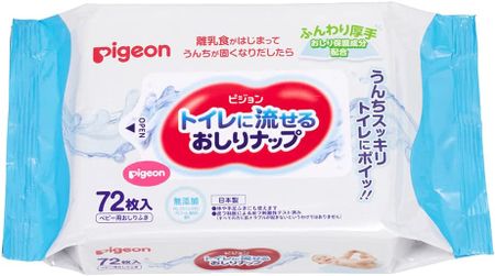 Pigeon 可冲散湿巾，柔软厚实，72 片