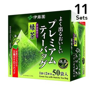 【11個セット】お～いお茶 プレミアムティーバッグ 抹茶入り緑茶 50袋