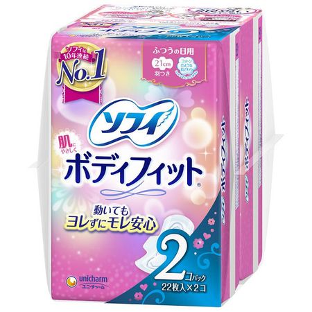 尤妮佳衛生棉 舒菲貼身 正常使用 有護翼 (21cm) 1包 (20片 x 2)