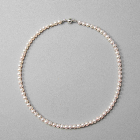 Akoya Pearl Necklace, 5.0-5.5mm silver