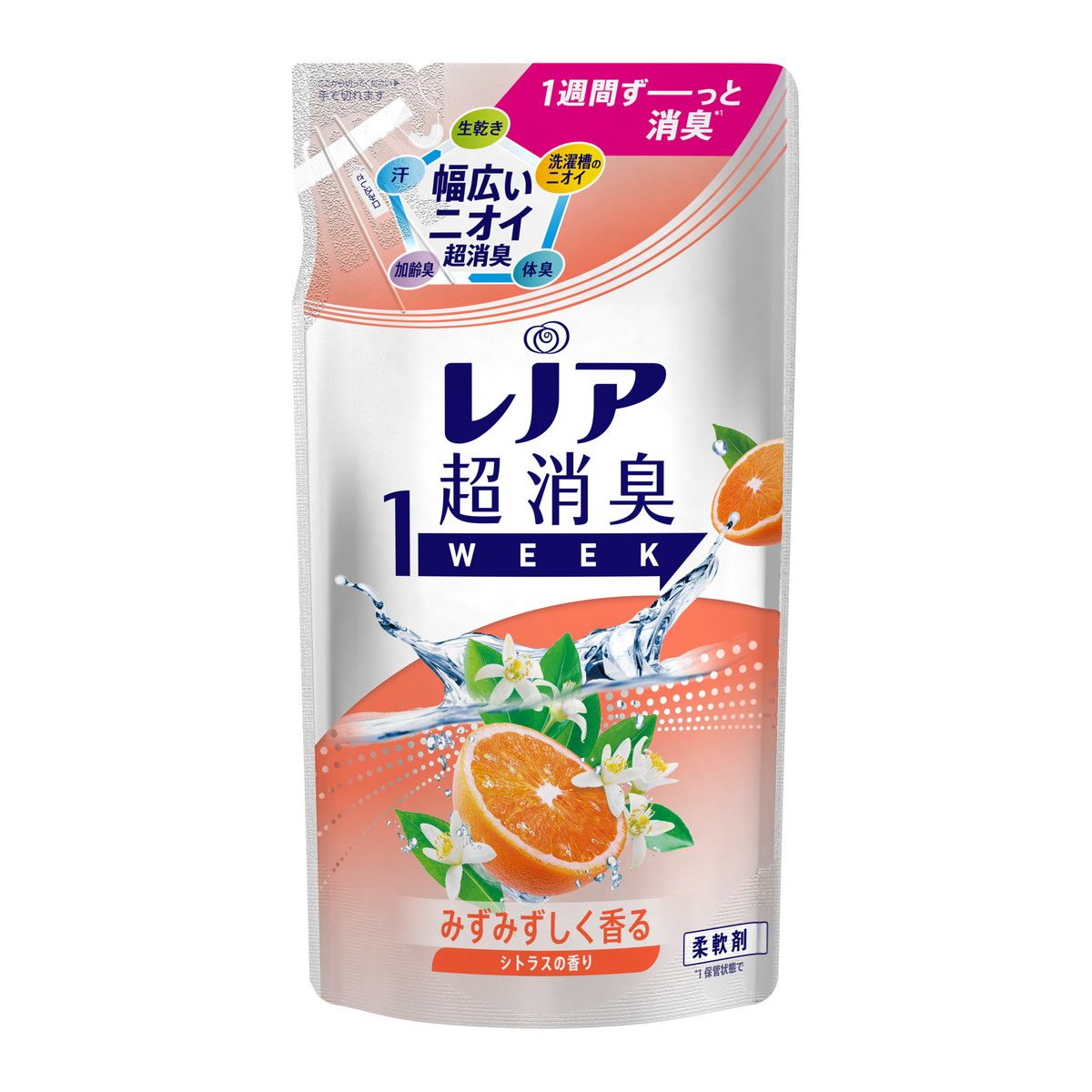 P&G レノア 超消臭 1week 超消臭 みずみずしく香るシトラスの香り つめかえ用 380ml 柔軟剤