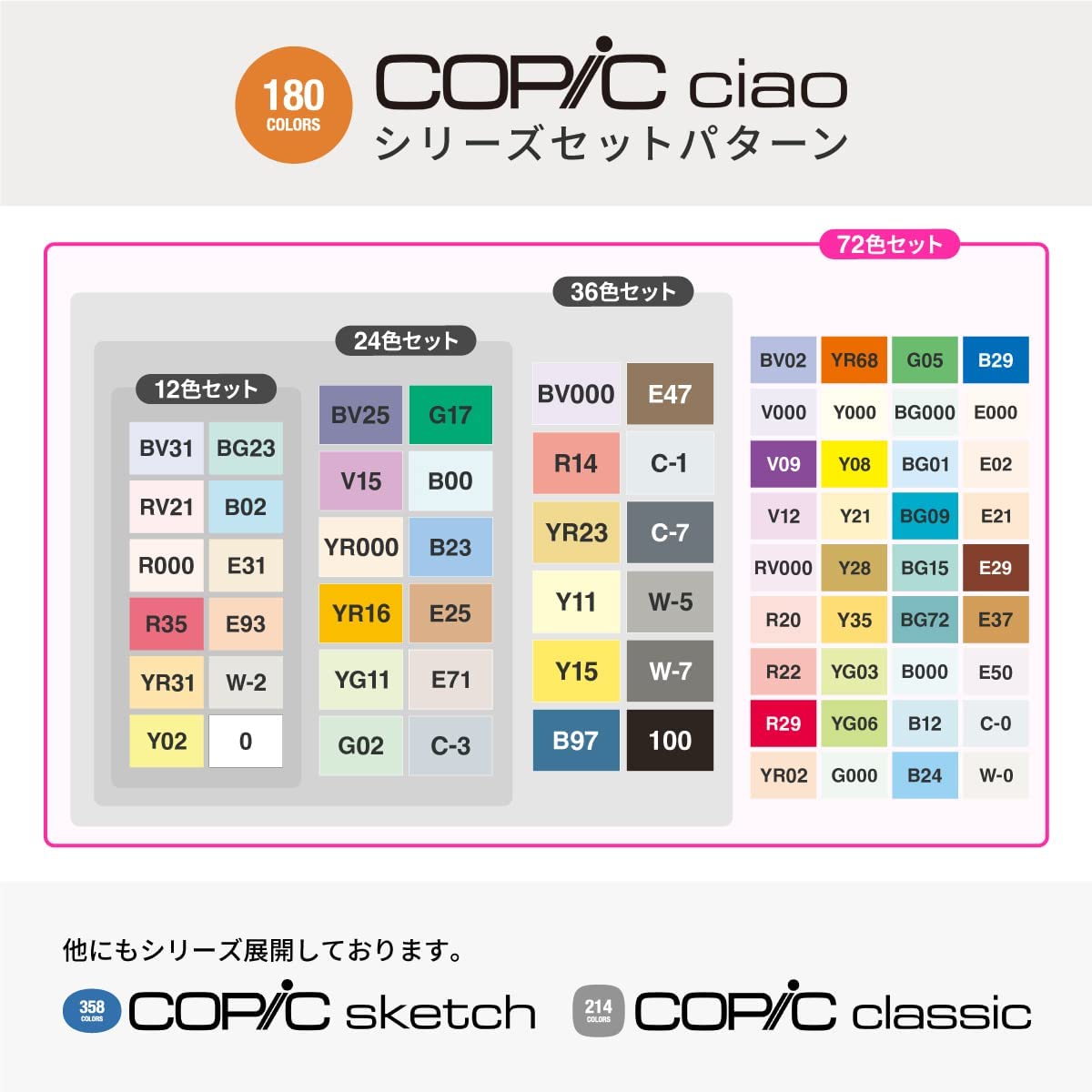Copic Ciao Starter 72-Color Set ｜ DOKODEMO
