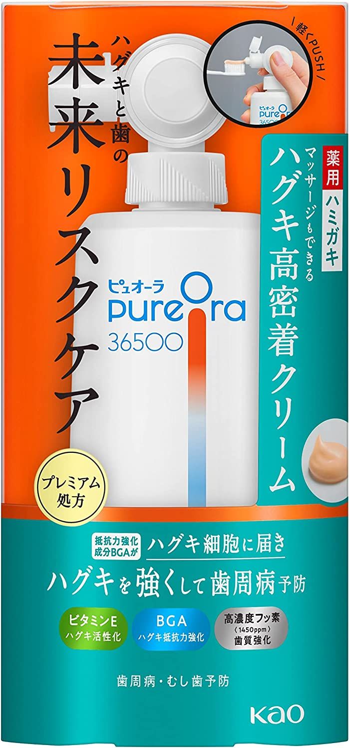 Kao PureOra 36500 Medicated High-Adhesion Gum-Care Cream Toothpaste, 115 g (Tube)