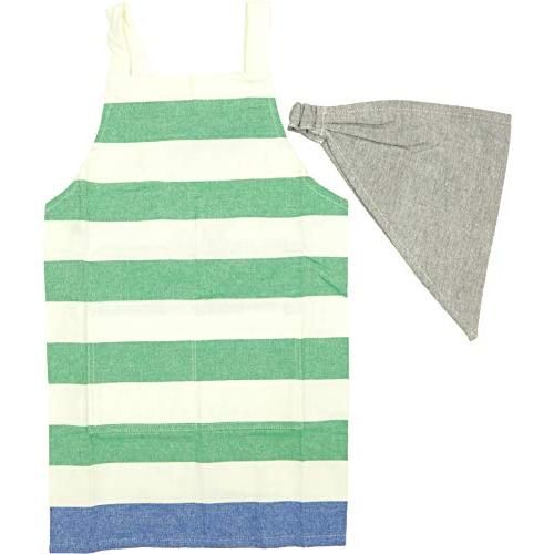 어린이 앞치마 M 윈드 보더 그린(GR) 삼각두건 포함