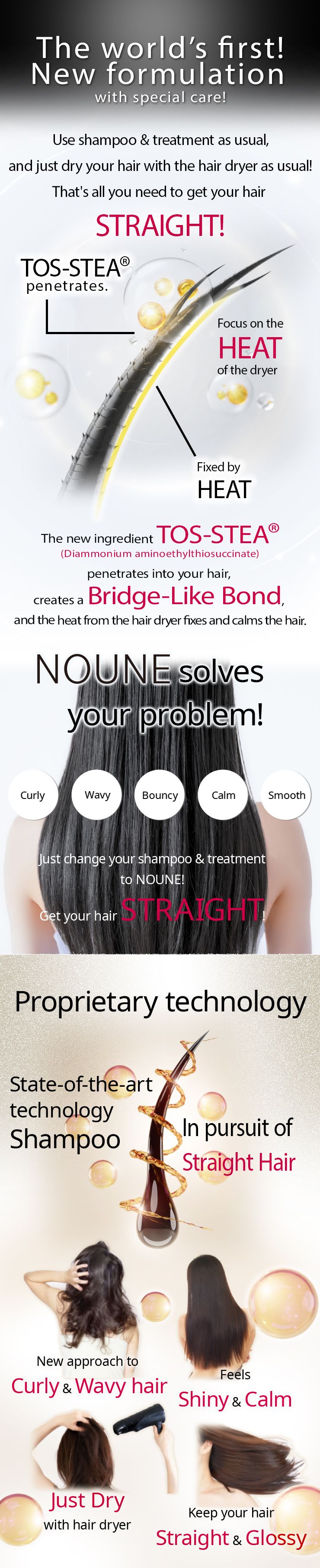 [Duo Set] NOUNE Straight Shampoo & Treatment Set (400ml each)