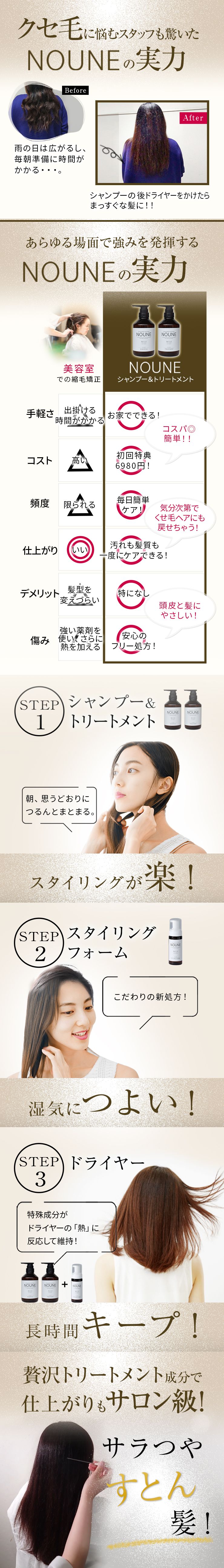 【お得なセット】NOUNE ストレート シャンプー 400ml & トリートメント 400ml