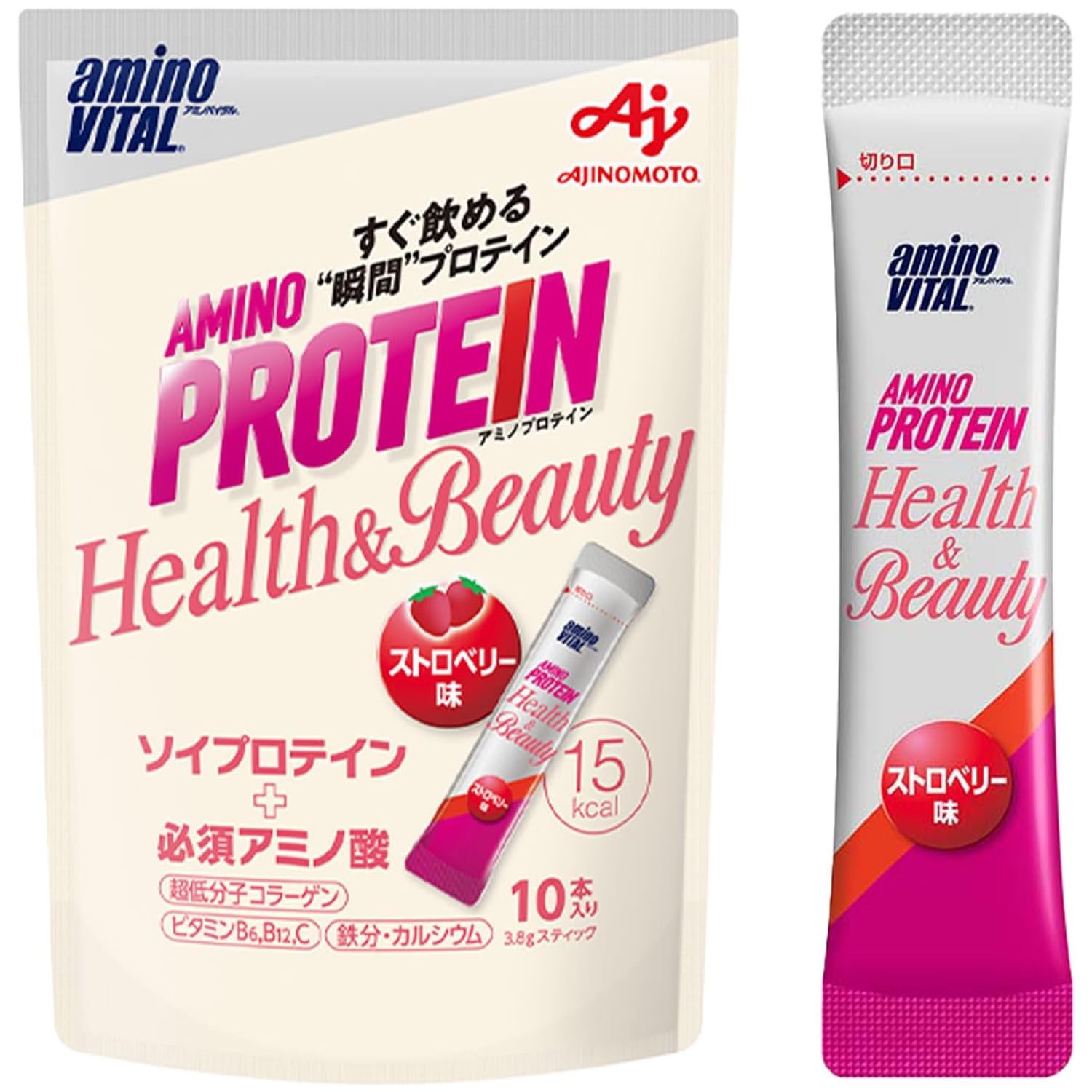 amino VITAL AMINO 乳清蛋白 含氨基酸＋膠原蛋白 草莓口味 10入