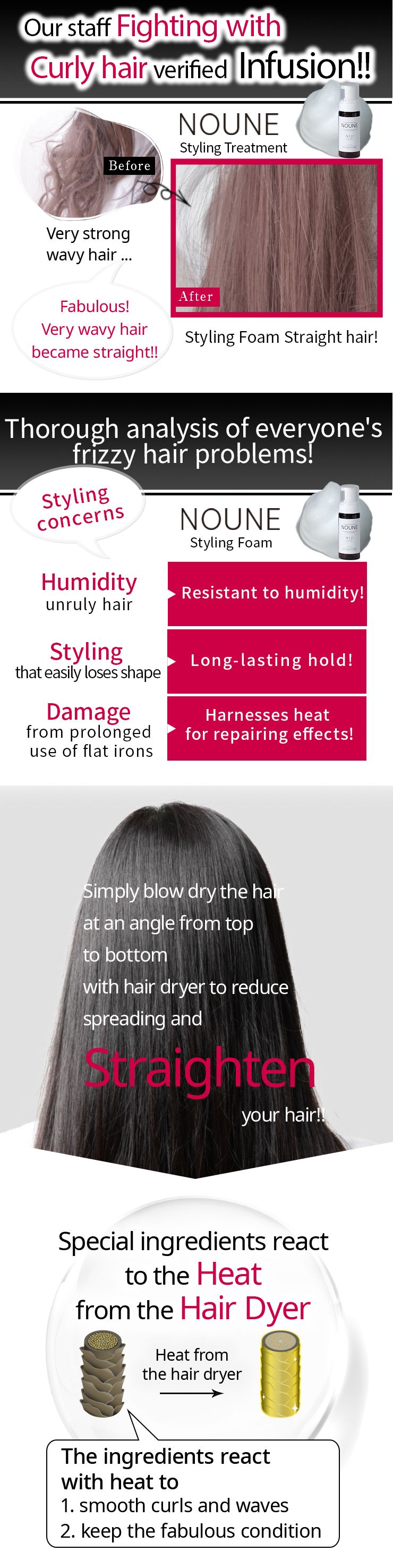 【3개 세트】NOUNE 스트레이트 스타일링 폼 150ml