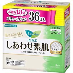 Kao Laurier Happy Skin Volume Pack for Heavy Days 22.5cm with Wings 36 Pieces