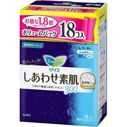 Kao Laurier Happy Skin Volume Pack for Heavy Nights 30cm with Wings 18 Pieces