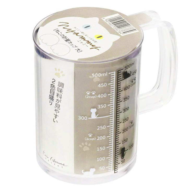 KAI Nyammy Cat Measuring Cup, 500 ml, Dishwasher Safe ｜ DOKODEMO