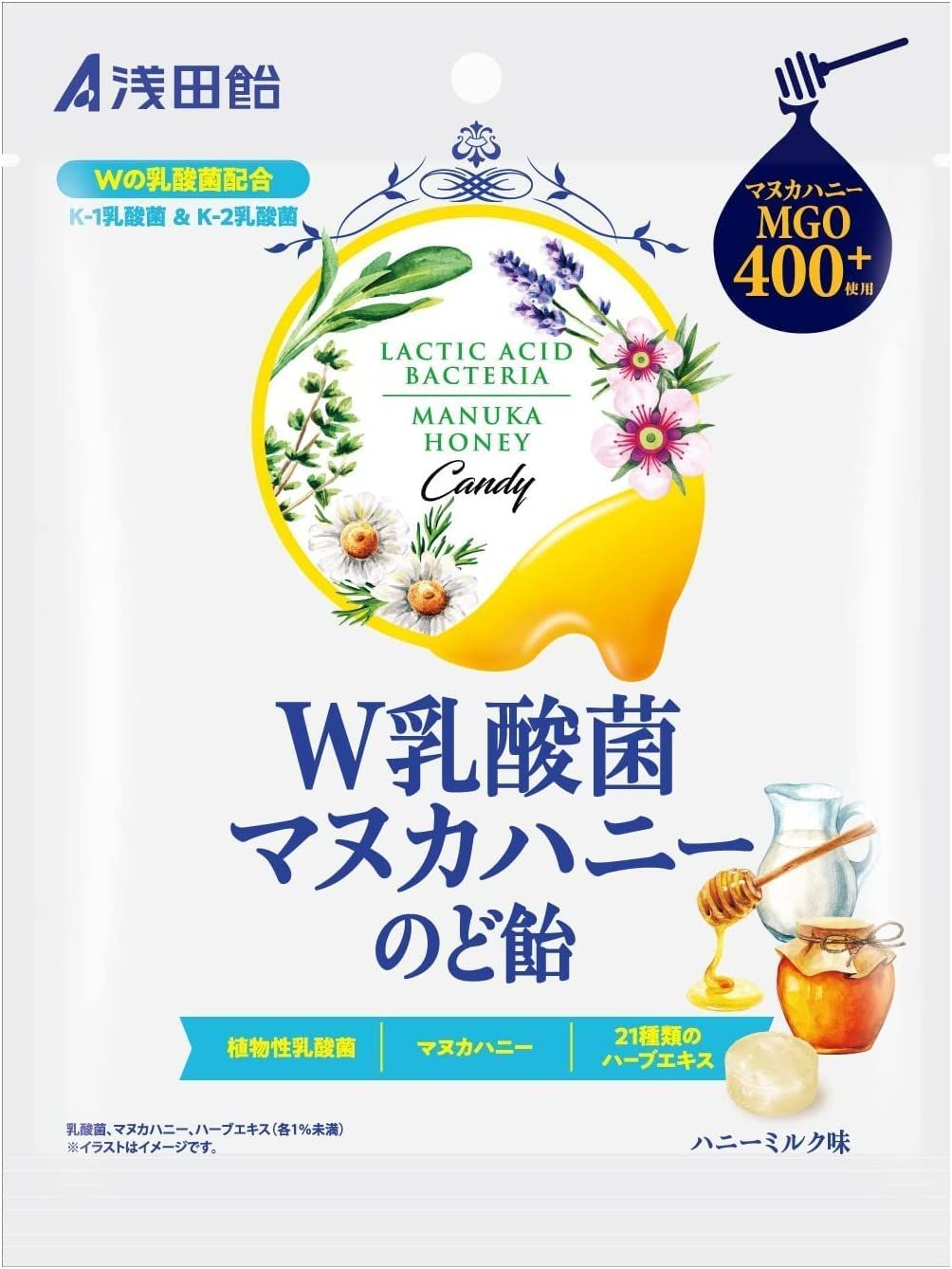 浅田飴 Ｗ乳酸菌マヌカハニーのど飴 60g