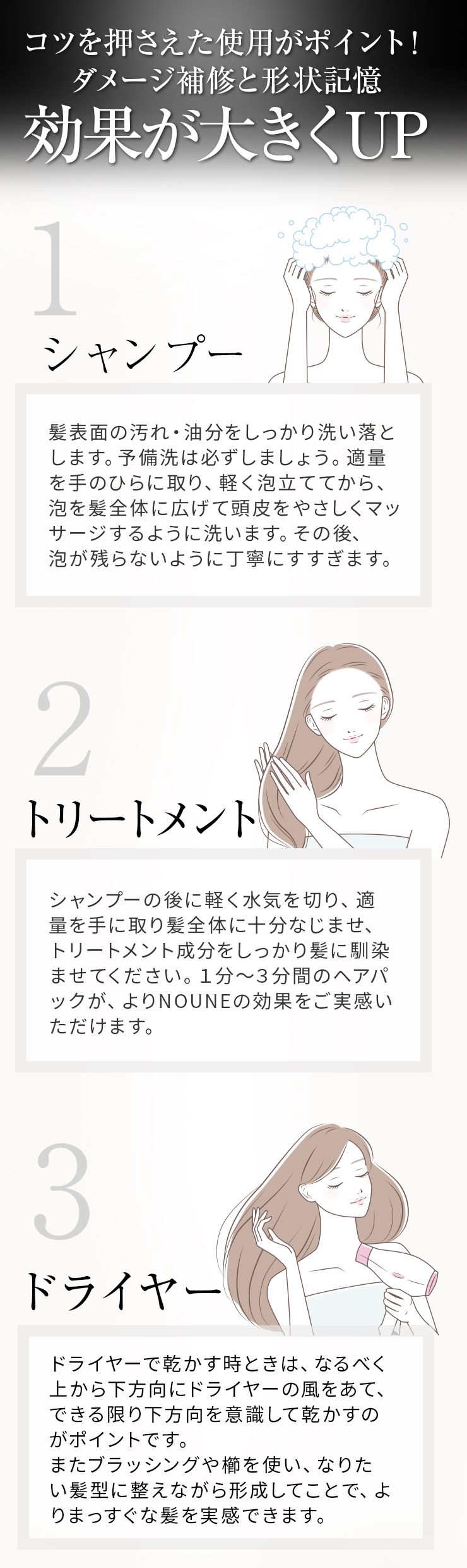 【コンプリートセット】NOUNE ストレート シャンプー 400ml & トリートメント 400ml & スタイリングフォーム150ml