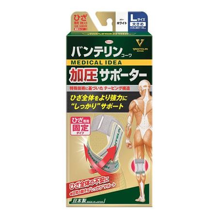Vantelin Kowa Compression Supporter for Knees, Large Size L, 1 Piece (White)