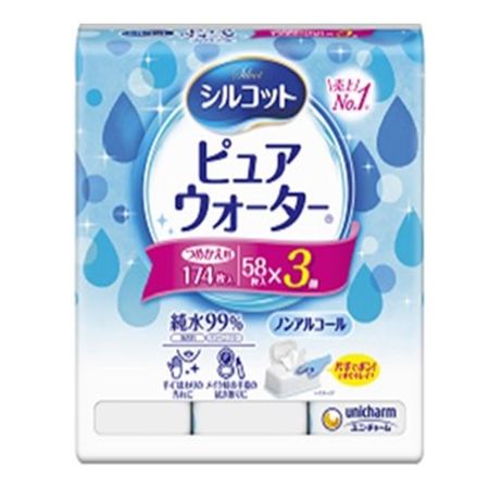 Silcot 純水濕紙巾補充裝 58片 x 3