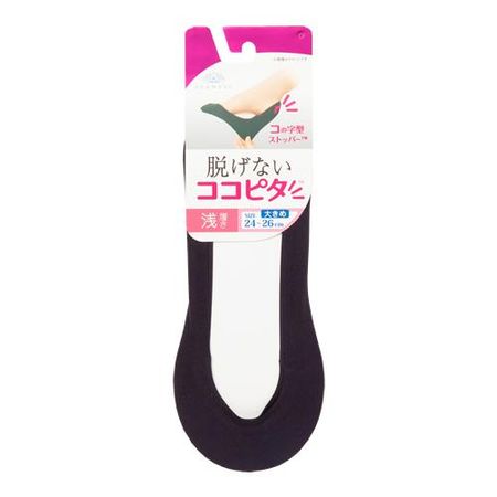 벗겨지지 않는 코코피타 여성용 풋커버 봉제 얕은 착용감 큰 사이즈 24~26cm 1켤레 (블랙)