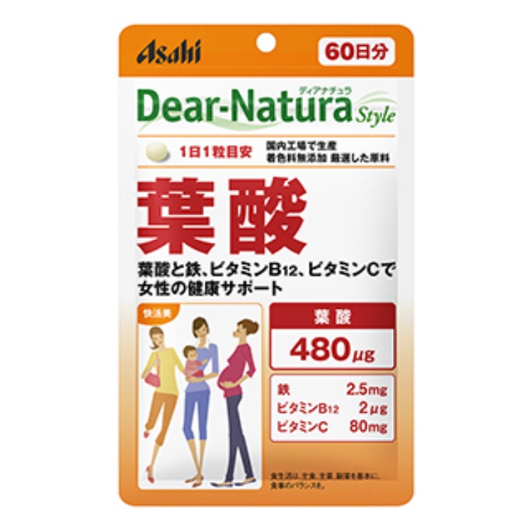 朝日食品集團 Dear Natura 60片60片Diana Tulle風格的葉酸60天