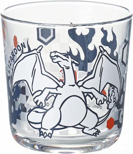 Kinsho Pottery "Pokemon" Charizard Glass Cup Tumbler 8cm Paper Cutout Style