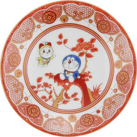Kinsho Pottery "Doraemon" Kutani ware small plate Iida-ya style Hachiro-te 008148