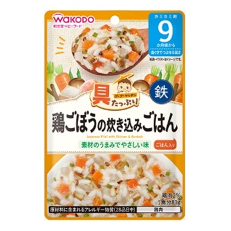 朝日食品集團 和光堂 大量的Wakudo Gougoo廚房雞肉牛煮飯80G