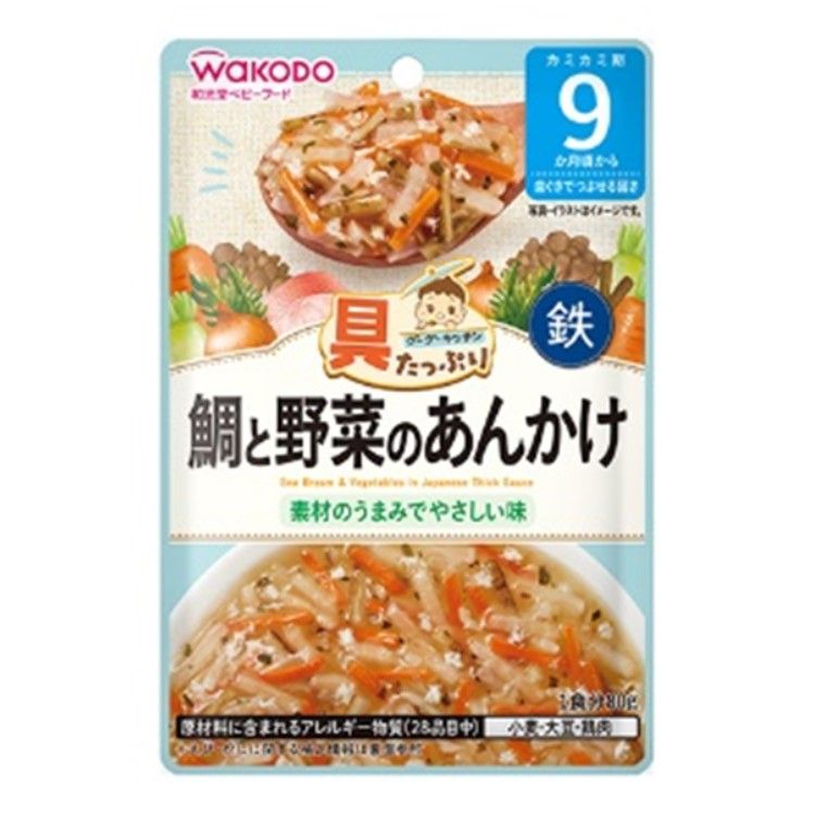Wakodo Goo Goo Kitchen Hearty Sea Bream & Vegetables in Thick Sauce 80g