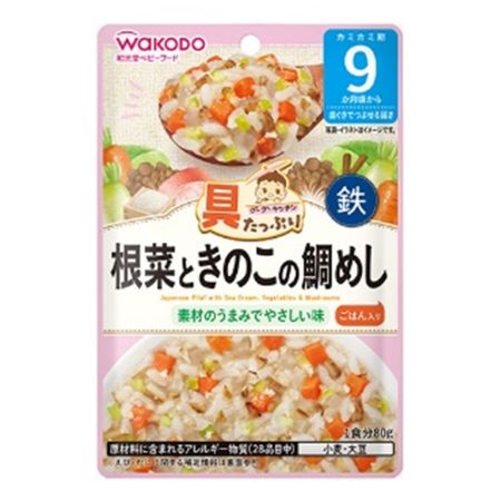Wakodo Goo Goo Kitchen - Sea bream rice with root vegetables and mushrooms, 80g
