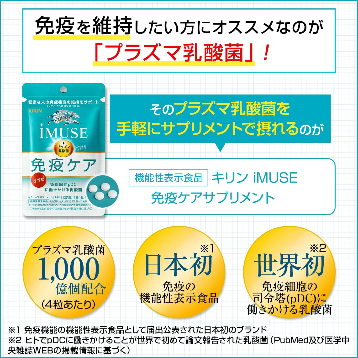 Kirin IMUSE Plasma lactic acid bacteria supplement 7 days ｜ DOKODEMO