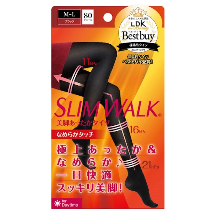 Slimwalk美麗的腿溫暖的緊身褲生病觸摸黑色ML