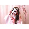 日式角色扮演服装/服饰配件 狐狸面具 白色黑色耳朵半面具型“花鸟风月”活动万圣节