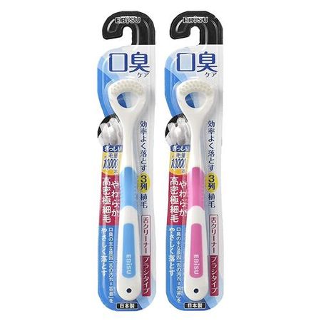 Ebisu 舌头清洁器 - 橡胶握把刷型 1 件