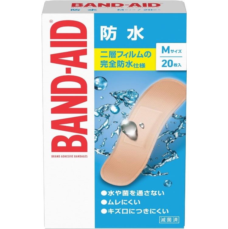 Johnson & Johnson BAND-AID Brand Waterproof Bandages, Medium Size, 20 Count