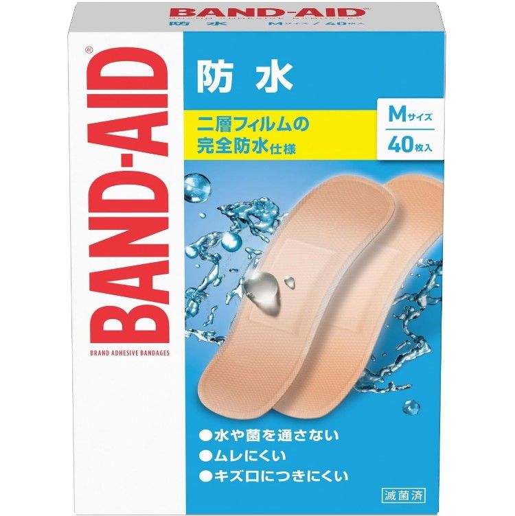 Johnson & Johnson BAND-AID Brand Waterproof Adhesive Bandages, Medium, 40 Count