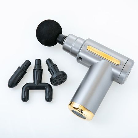 GJ Global Japan Massigan Massage Machine Powerful Vibration 4 types of attachment Kinmaku mini silver gray