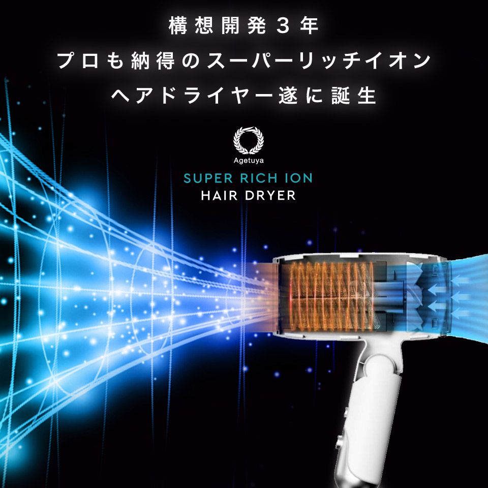 Agetsuya Super Rich Ion Hair Dryer White
