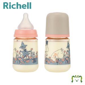 Moomin婴儿婴儿奶瓶到杯子Richell Moomin Baby PPSU大双层瓶240ml 3个月〜 +步骤 - 置零件7个月〜